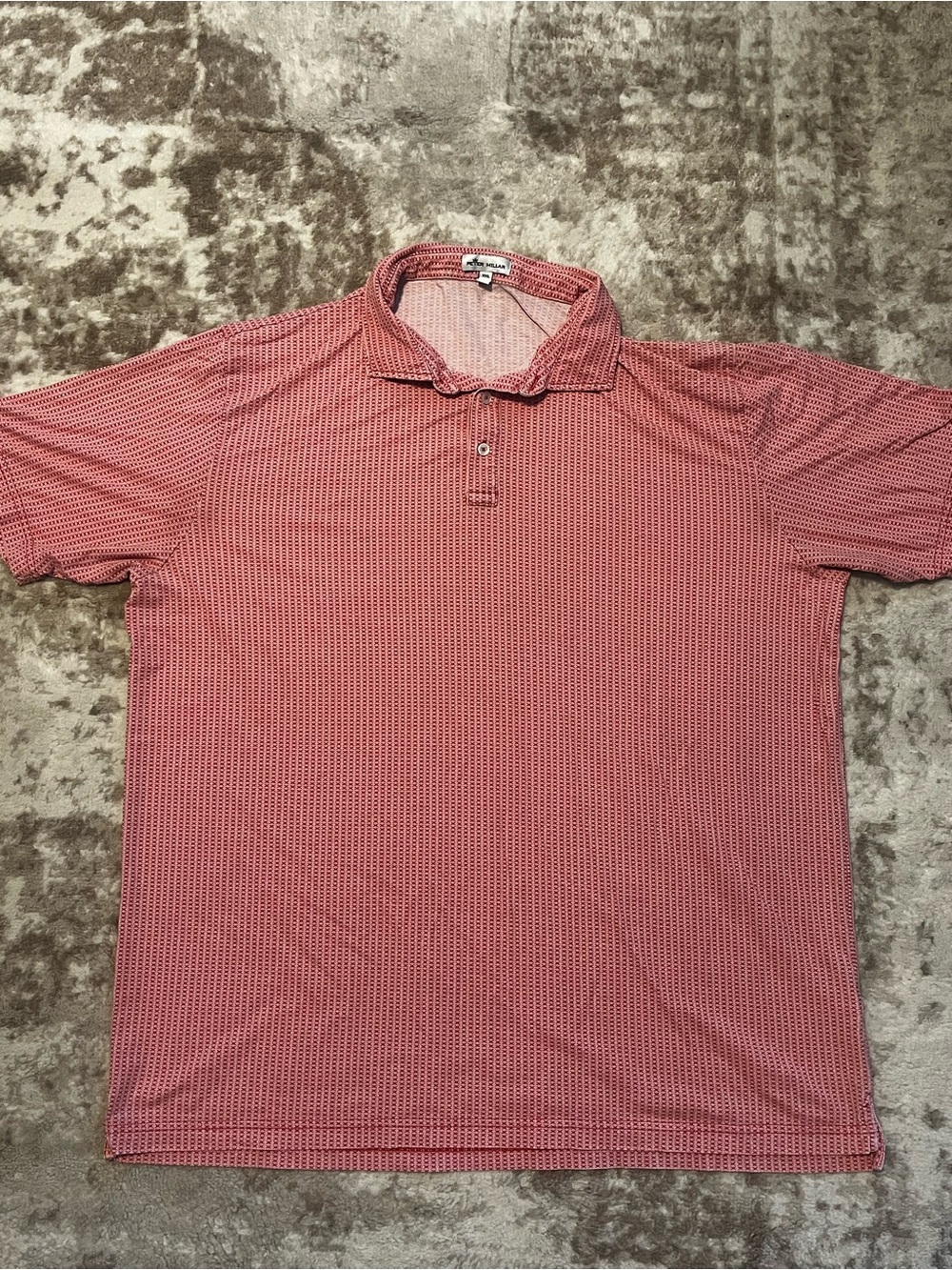 Peter Millar Crown Crafted Golf Polo Shirt Mens XXL Red Geometric Short Sleeve